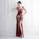 Sequin Sheath Split Front V-Neck Prom Dresses With Beading