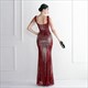 Sequin Sheath Split Front V-Neck Prom Dresses With Beading