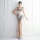 Sequin Sheath Split Front V-Neck Prom Dresses With Beading