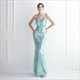 Sequin V-Neck Backless Long Prom Dress With Beading