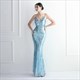Sequin V-Neck Backless Long Prom Dress With Beading