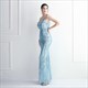 Sequin V-Neck Backless Long Prom Dress With Beading