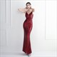 Sequin V-Neck Backless Long Prom Dress With Beading