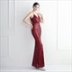 Sequin V-Neck Backless Long Prom Dress With Beading