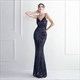 Sequin V-Neck Backless Long Prom Dress With Beading
