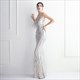 Sequin V-Neck Backless Long Prom Dress With Beading
