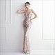 Sequin V-Neck Backless Long Prom Dress With Beading