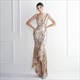 Sequin Embellished V-Neck Sleeveless High Low Prom Dress
