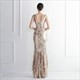 Sequin Embellished V-Neck Sleeveless High Low Prom Dress