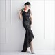 Sequin Embellished V-Neck Sleeveless High Low Prom Dress
