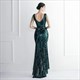Sequin Embellished V-Neck Sleeveless High Low Prom Dress