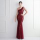 One Shoulder Sheath Sequin Prom Dress With Beading