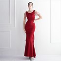 Mermaid Beaded Backless Prom Dress With Cascading Ruffles