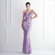 V-Neck Spaghetti Strap Sequin Backless Prom Dress