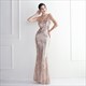 V-Neck Spaghetti Strap Sequin Backless Prom Dress