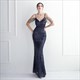 V-Neck Spaghetti Strap Sequin Backless Prom Dress