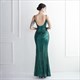 V-Neck Spaghetti Strap Sequin Backless Prom Dress