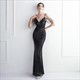 V-Neck Spaghetti Strap Sequin Backless Prom Dress