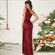 One Shoulder Sequin Split Front Prom Dress With Side Cutouts