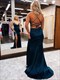 Sheath gerafftes V-Ausschnitt Ballkleid mit Schlitz und offenem Rücken