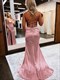 Sheath gerafftes V-Ausschnitt Ballkleid mit Schlitz und offenem Rücken