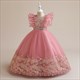 Lace Embellished Flutter Sleeve Flower Girl Dress
