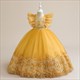 Lace Embellished Flutter Sleeve Flower Girl Dress