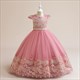 Lace Embellished Cap Sleeve Flower Girl Dress