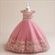 Lace Embellished Cap Sleeve Flower Girl Dress