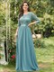 Elegantes Empire-Taille Großhandel Brautjungfernkleider mit langen Spitzenärmeln