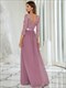 Elegantes Empire-Taille Großhandel Brautjungfernkleider mit langen Spitzenärmeln