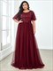 Plus Size Wholesale Evening Dresses Print Sequin With Cap Sleeve