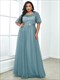 Plus Size Wholesale Evening Dresses Print Sequin With Cap Sleeve