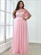 Plus Size Wholesale Evening Dresses Print Sequin With Cap Sleeve