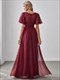 Floor-Length Wholesale Evening Dresses Print Sequin With Cap Sleeve