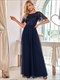 Floor-Length Wholesale Evening Dresses Print Sequin With Cap Sleeve