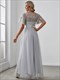 Floor-Length Wholesale Evening Dresses Print Sequin With Cap Sleeve