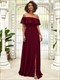 Women'S Off Shoulder Ruffle Thigh Split Wholesale Bridesmaid Dresses