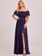 Women'S Off Shoulder Ruffle Thigh Split Wholesale Bridesmaid Dresses