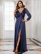  V-Neck Shiny Wholesale Evening Dresses With Long Sleeve