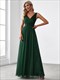 Double V Neck Floor Length Sparkly Wholesale Evening Dresses For Party