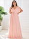 Wholesale Bridesmaid Dresses A Line Plus Size With Deep V Neck Ruffles Sleeves