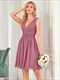 Cocktail Pleated Dresses Double V-Neck Wholesale Chiffon