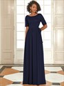 Robe de soirée maxi en gros élégante en dentelle et mousseline de soie avec ceinture pour femmes