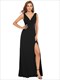 Floor Length V Neck Shimmery Wholesale Evening Dresses With Side Split