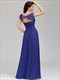 Lacey Neckline Open Back Ruched Bust Wholesale Evening Dresses