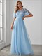 Maxi Long Wholesale Evening Dresses Print Sequin With Cap Sleeve