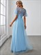 Maxi Long Wholesale Evening Dresses Print Sequin With Cap Sleeve