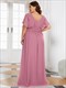 Plus Size Großhandel Abend Partykleid A-Linie Empire Taille Chiffon