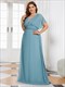 Plus Size Großhandel Abend Partykleid A-Linie Empire Taille Chiffon